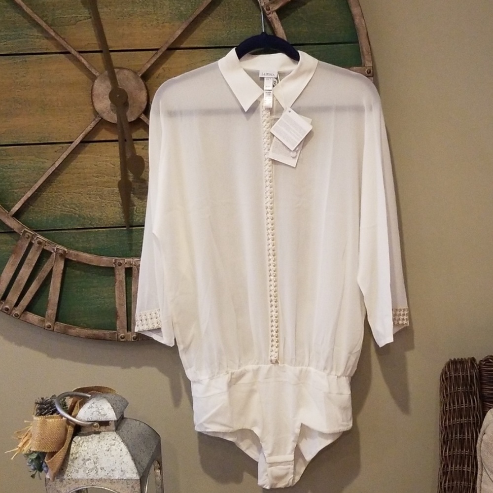 La perla gold chain bodysuit